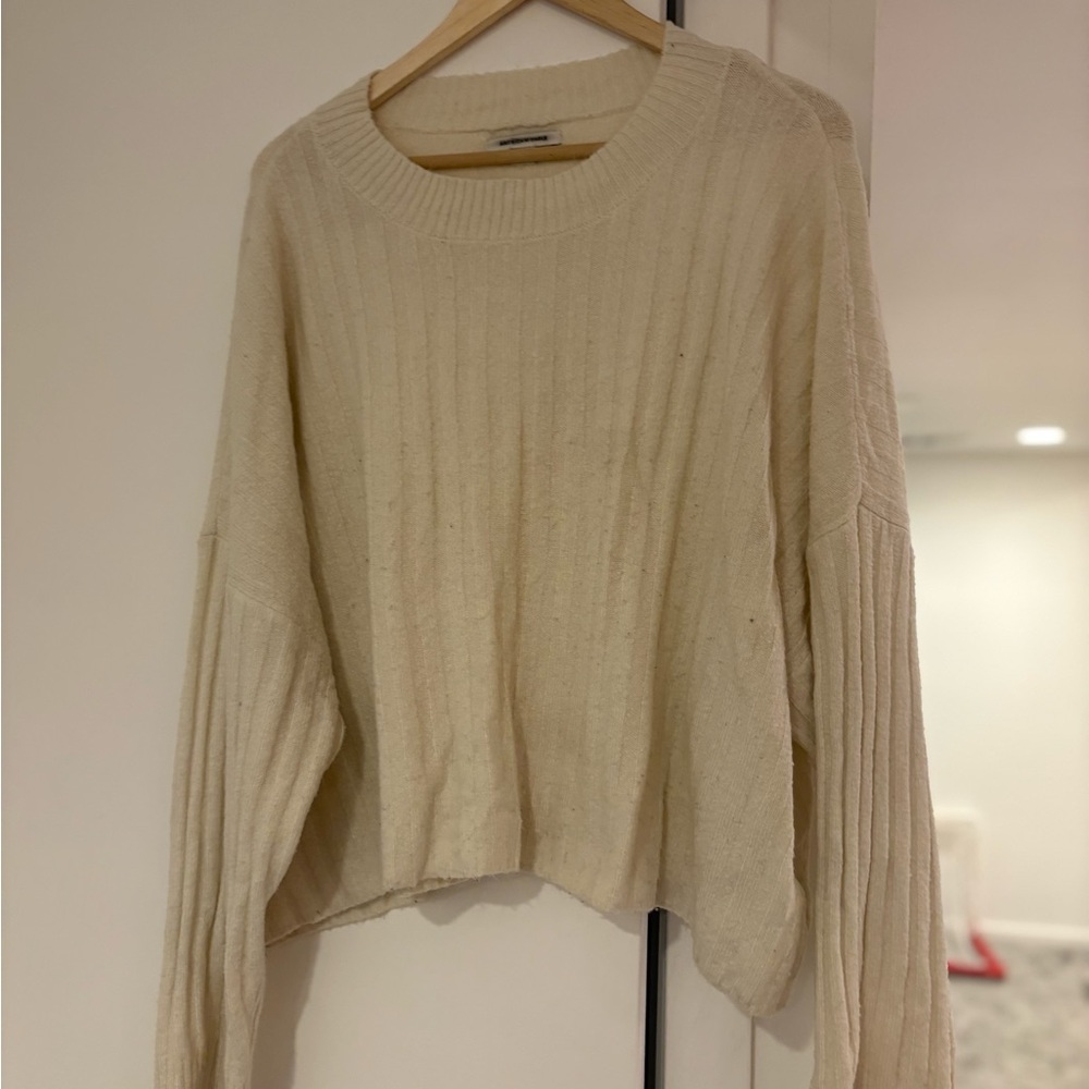 American Eagle Outfitters Cream Ribbed Sweater